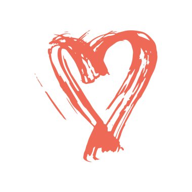 Sevgililer Günü tebrik kartı tasarımı boya lekesi İskandinav tarzı pembe kalp beyaz arka planda izole edilmiş. Mevsimin basit sanat akımı. Metnin için soyut şablon çerçevesi, boşluğu kopyala. Vektör illüstrasyonu