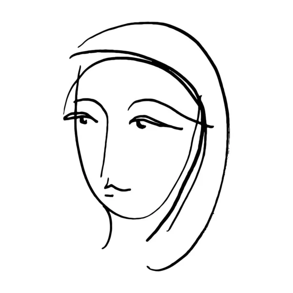 Portrait Artistique Esquisse Belle Femme Illustration Personnes Face Lignes Doodle — Image vectorielle