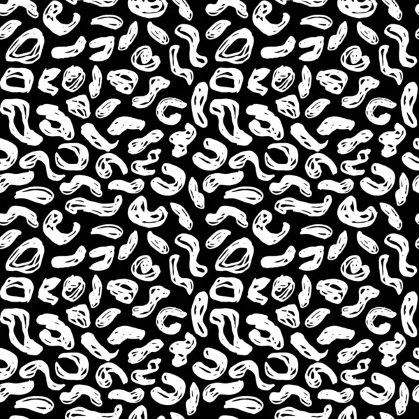 Seamless Pattern Black White Leopard Panther Fur Design Abstract Simple — Stock Vector