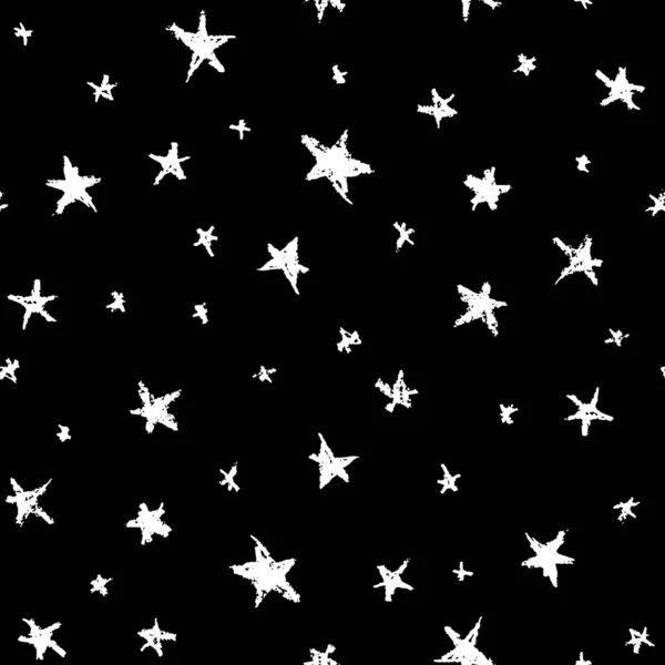 Diseño Patrón Inconsútil Estrellas Abstractas Del Cielo Líneas Garabatos Simples — Vector de stock
