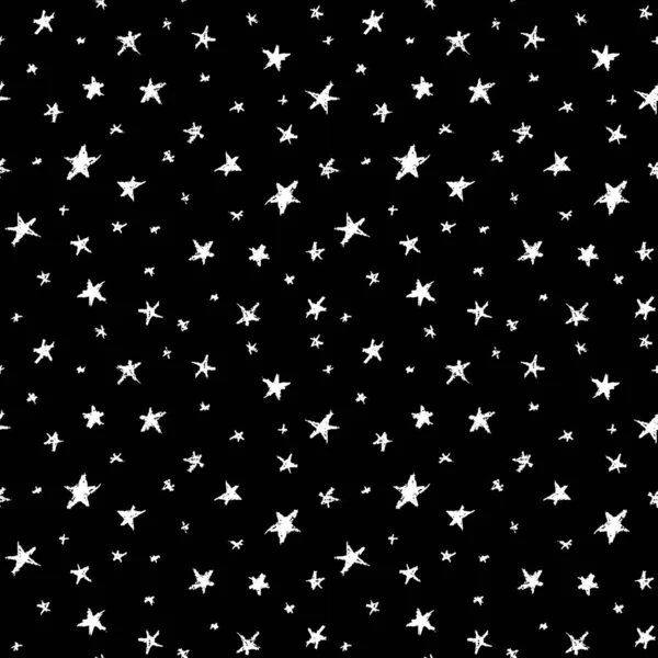 Diseño Patrón Inconsútil Estrellas Abstractas Del Cielo Líneas Garabatos Simples — Vector de stock