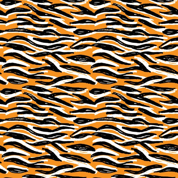 Padrão Sem Costura Laranja Preto Branco Tigre Pele Design Abstrato — Vetor de Stock