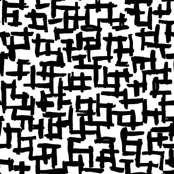 Seamless Pattern Black Lines Chalk Grid Design Abstract Simple Scandinavian — Stock Vector