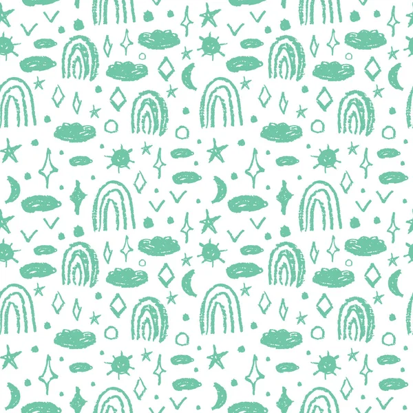 シームレスなパターン白緑のミントラインチョークグリッドデザイン 抽象的なシンプルなスカンディナヴィアスタイルの背景グランジテクスチャ 季節のトレンド ギフト包装生地 壁紙に使用することができます ベクターイラスト — ストックベクタ