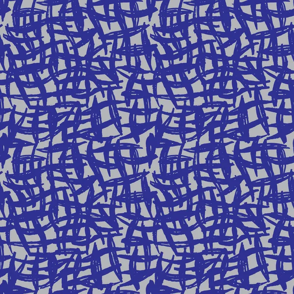 Seamless Pattern Gray Navy Cobalt Blue Lines Chalk Grid Design — Stock Vector