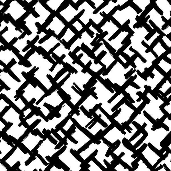 Безшовний Візерунок Чорні Лінії Крейдяної Сітки Рецидиву Дизайну Абстрактний Простий — стоковий вектор