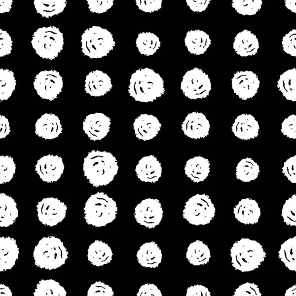 Классический Винтажный Бесшовный Рисунок Горошек Текстурными Гранжевыми Карандашами Белый Черном — стоковый вектор