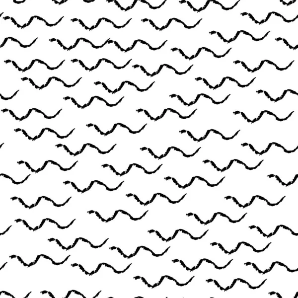 Modèle Sans Couture Noir Blanc Wawe Lignes Craie Grille Design — Image vectorielle