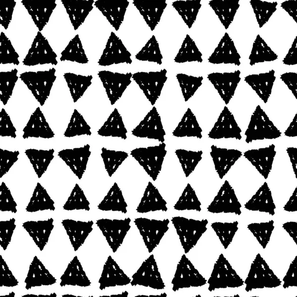 Patrón Clásico Vintage Sin Costuras Con Triángulos Textura Grunge Crayones — Vector de stock