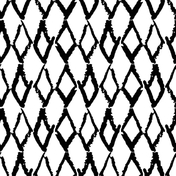 Klasický Vinobraní Bezešvé Vzor Kosočtverci Textura Grunge Pastelky Inkoust Černé — Stockový vektor