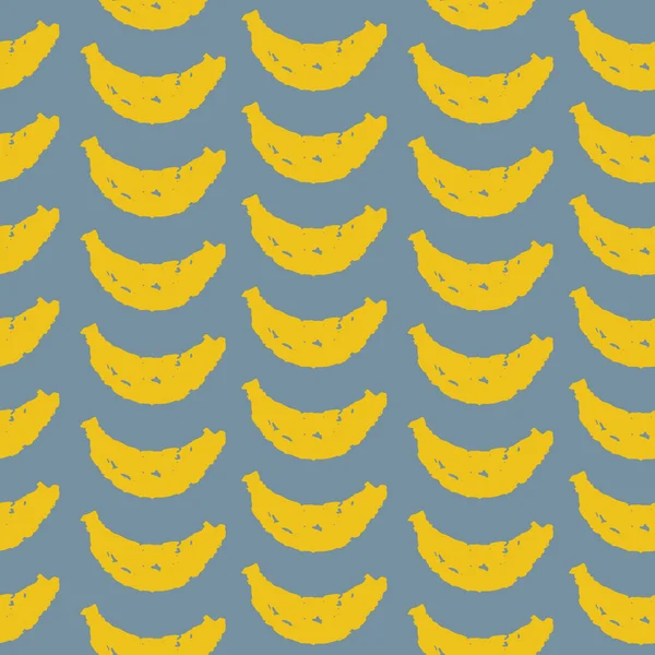 Naadloos Patroon Met Gele Bananen Gestileerd Silhouet Textuur Grunge Krijtjes — Stockvector