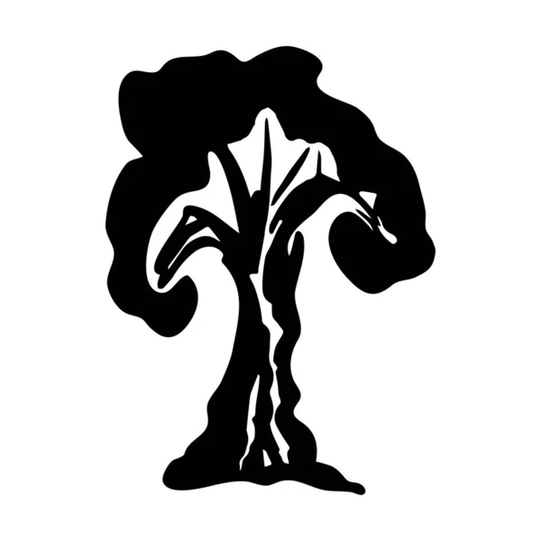 Silueta Negra Del Árbol Aislada Sobre Fondo Blanco Textura Tinta — Vector de stock