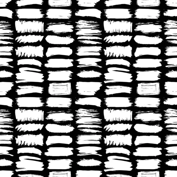 Nahtloses Muster Schwarz Weiß Pinselstriche Linien Design Abstrakte Einfache Skandinavischen — Stockvektor