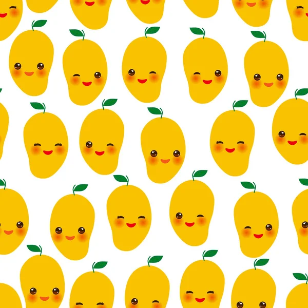 Patrón Sin Costuras Con Mango Kawaii Lindo Con Ojos Guiños — Archivo Imágenes Vectoriales