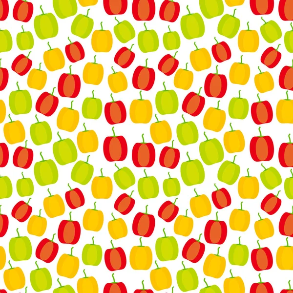 Nahtloses Muster Mit Grün Rot Gelb Paprika Isoliert Auf Weißem — Stockvektor