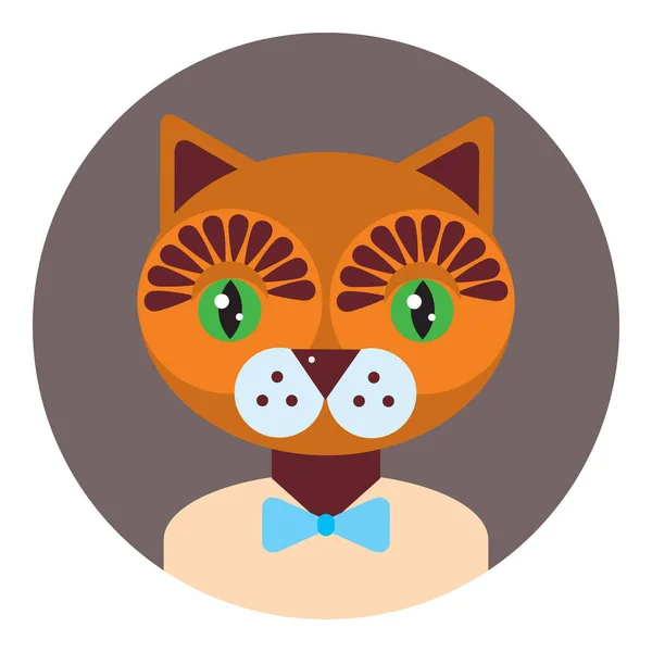 Kawaii Lustige Katze Porträt Gesicht Auf Grauem Rundem Hintergrund Kartenbanner — Stockvektor