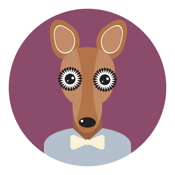 Kawaii Lustiges Kleines Braunes Känguru Porträt Gesicht Auf Violettem Rundem — Stockvektor