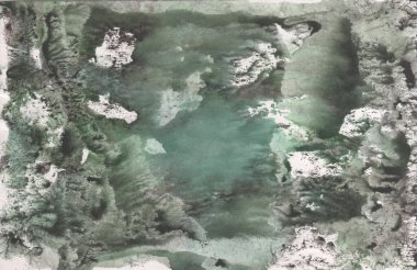 Monotip tekniğinde resim yeşili suluboya, tasarımınız için soyut doku arkaplanı