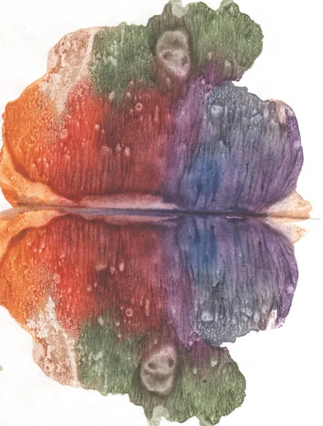 Illustration Rorschach Test Aquarell Monotypie Abstrakte Farbige Symmetrische Malerei Farbe — Stockfoto
