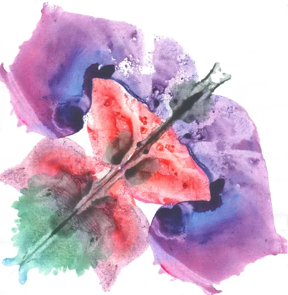 Illust Roze Rood Blauw Rorschach Test Aquarel Monotype Abstracte Kleurrijke — Stockfoto