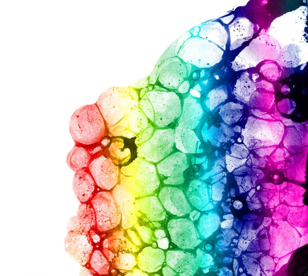 Aquarel Regenboog Abstracte Bel Spatten Verf Geïsoleerd Witte Achtergrond Spuit — Stockfoto