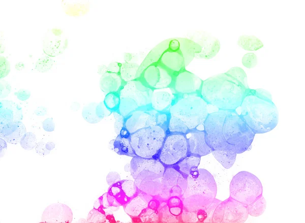 Akvarell Regnbåge Abstrakt Bubbla Stänk Färg Isolerad Vit Bakgrund Spraya — Stockfoto