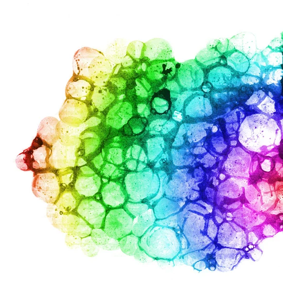 Aquarel Regenboog Abstracte Bel Spatten Verf Geïsoleerd Witte Achtergrond Spuit — Stockfoto