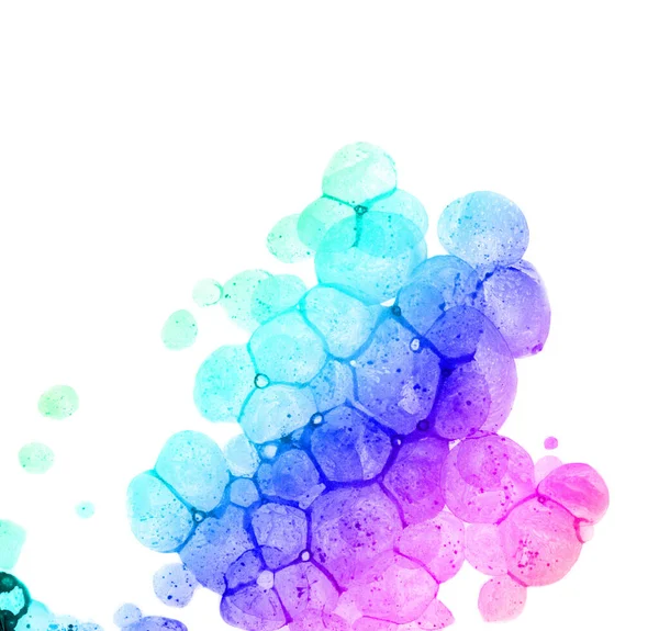 Akvarell Regnbåge Abstrakt Bubbla Stänk Färg Isolerad Vit Bakgrund Spraya — Stockfoto