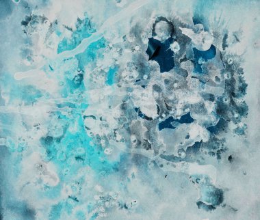 deniz okyanusu dalgaları, monotip tekniğinde mavi beyaz parlak boya, taklit mermer ve granit tasarımınız için soyut doku arkaplanı. Kağıt mermer, su yüzeyinin tasarımı, benzersiz tek tip..