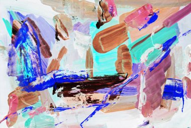 Parlak renkli resim, çağdaş sanat. Gouache akrilik mizaç boyası, soyut doku el çizimi, tasarımınız için gradyan arka plan. mavi kahverengi, gri, bordo, mor, pembe, sarı yeşil.