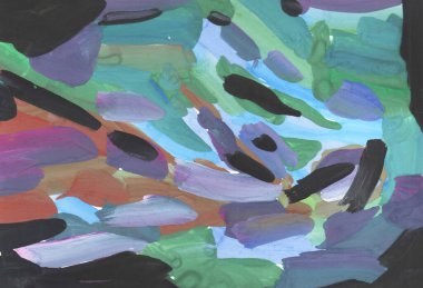 Parlak renkli resim, çağdaş sanat. Gouache akrilik mizaç boyası, soyut doku el çizimi, tasarımınız için gradyan arka plan. mavi kırmızı mor pembe yeşil siyah beyaz