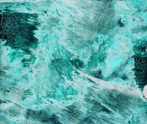 Hav Vågor Blå Vit Svart Ljus Färg Monotyp Teknik Abstrakt — Stockfoto