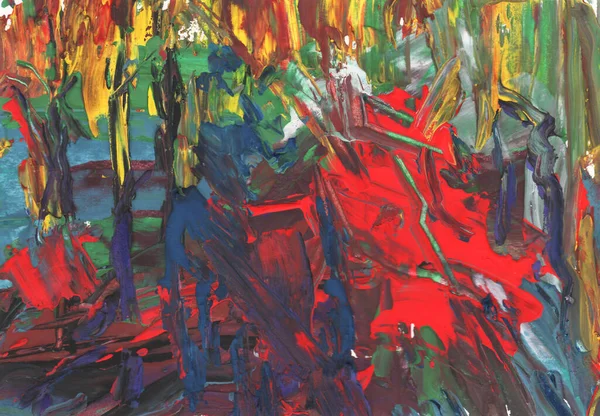 Ljusa Flerfärgad Målning Samtida Konst Gouache Akryl Tempera Färg Abstrakt — Stockfoto