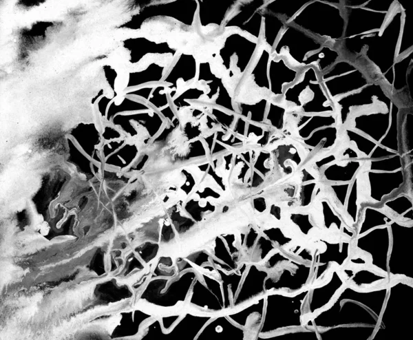 Паутина Черно Белая Серая Краска Технике Монотипа Абстрактный Текстурный Фон — стоковое фото