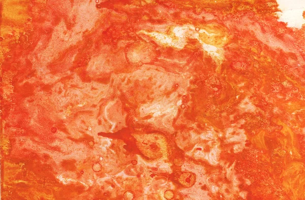 Heldere Aquarelvlekken Roze Geel Oranje Rood Monotype Techniek Abstracte Textuur — Stockfoto
