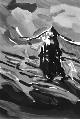 gri siyah ve beyaz gradyan, akrilik boya monotip tekniği, soyut doku tasarımı için arka plan çizimi.