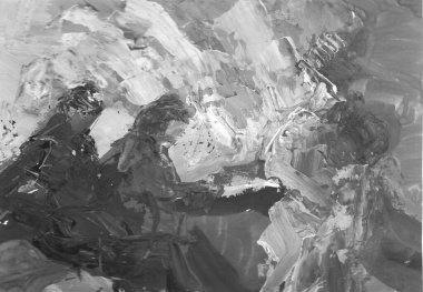 Resim, çağdaş sanat. gri siyah ve beyaz gradyan, monotip tekniğinde gouache akrilik boya, tasarımın için soyut doku çizimi arka plan.