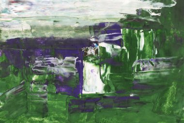 El çizimi Sanat Yazısı Soyut Modern Akrilik Yağlı Boyama. Moda İskandinav Tarzı. Soyutlama Posteri, çağdaş parlak doku boya palet bıçağı fırça darbeleri mor yeşil beyaz teknik