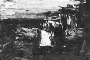 El çizimi Sanat Yazısı Soyut Modern Akrilik Yağlı Boyama. İskandinav tarzı. Soyut Poster, Çağdaş parlak doku boya palet bıçağı fırça darbeleri Siyah Gri Beyaz Poster tekniği