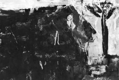 El çizimi Sanat Yazısı Soyut Modern Akrilik Yağlı Boyama. İskandinav tarzı. Soyut Poster, Çağdaş parlak doku boya palet bıçağı fırça darbeleri Siyah Gri Beyaz Poster tekniği