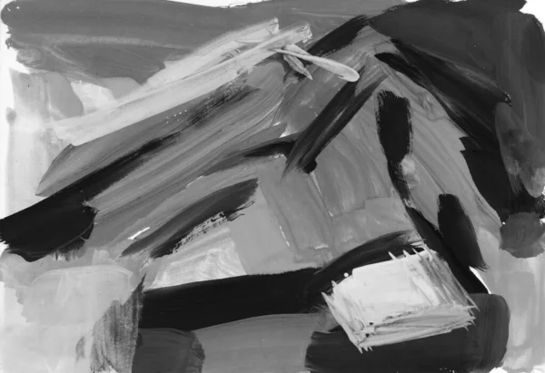 グレーの黒と白のグラデーション モノタイプのグワッシュアクリルテンペラペイント 抽象的な質感の手描きの背景 — ストック写真