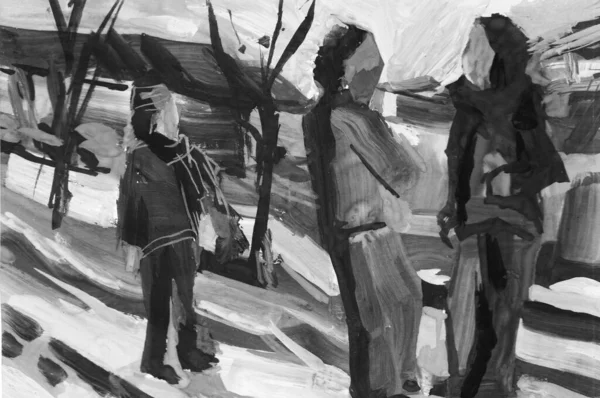 gri siyah ve beyaz gradyan, akrilik boya monotip tekniği, soyut doku tasarımı için arka plan çizimi.