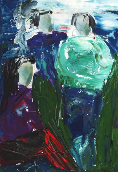 Parlak renkli resim, çağdaş sanat. Gouache akrilik mizaç boyası, soyut doku el çizimi, tasarımınız için gradyan arka plan. mavi gri mor siyah beyaz yeşil kırmızı