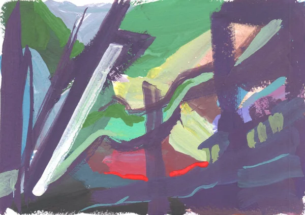 Яркая Разноцветная Живопись Современное Искусство Гуашь Акриловой Темпера Краски Абстрактная — стоковое фото
