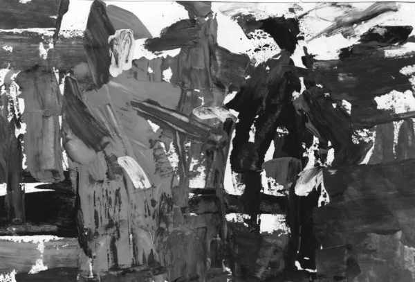 Resim, çağdaş sanat. gri siyah ve beyaz gradyan, monotip tekniğinde gouache akrilik boya, tasarımın için soyut doku çizimi arka plan.