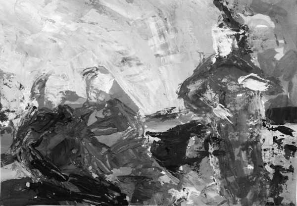 Resim, çağdaş sanat. gri siyah ve beyaz gradyan, monotip tekniğinde gouache akrilik boya, tasarımın için soyut doku çizimi arka plan.