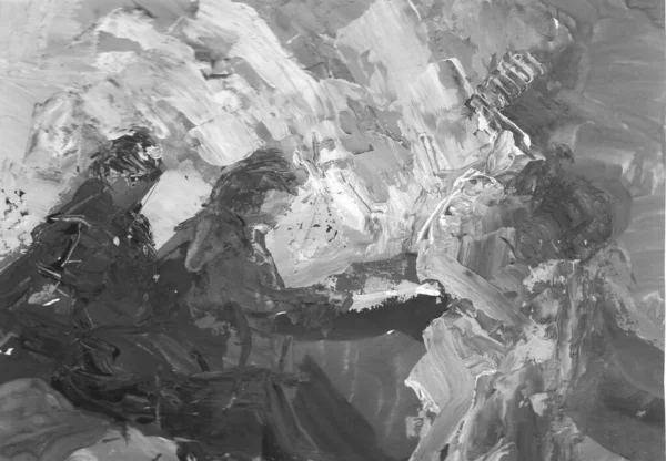 Resim, çağdaş sanat. gri siyah ve beyaz gradyan, monotip tekniğinde gouache akrilik boya, tasarımın için soyut doku çizimi arka plan.