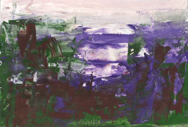 El çizimi Sanat Yazısı Soyut Modern Akrilik Yağlı Boyama. İskandinav tarzı. Soyutlama Posteri, çağdaş parlak doku boya palet bıçağı fırça darbeleri kahverengi beyaz yeşil mor