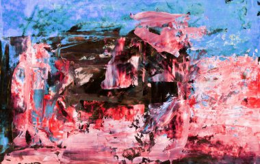 El çizimi Sanat Yazısı Soyut Modern Akrilik Yağlı Boyama. İskandinav tarzı. Soyut Poster, çağdaş parlak doku boya palet bıçağı fırça darbeleri Siyah mavi pembe poster