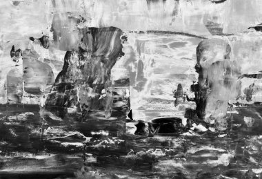 El çizimi Sanat Yazısı Soyut Modern Akrilik Yağlı Boyama. İskandinav tarzı. Soyut Poster, Çağdaş Doku Fırça darbeleri Palet Bıçak Tekniği Siyah Gri Tek Renkli Poster